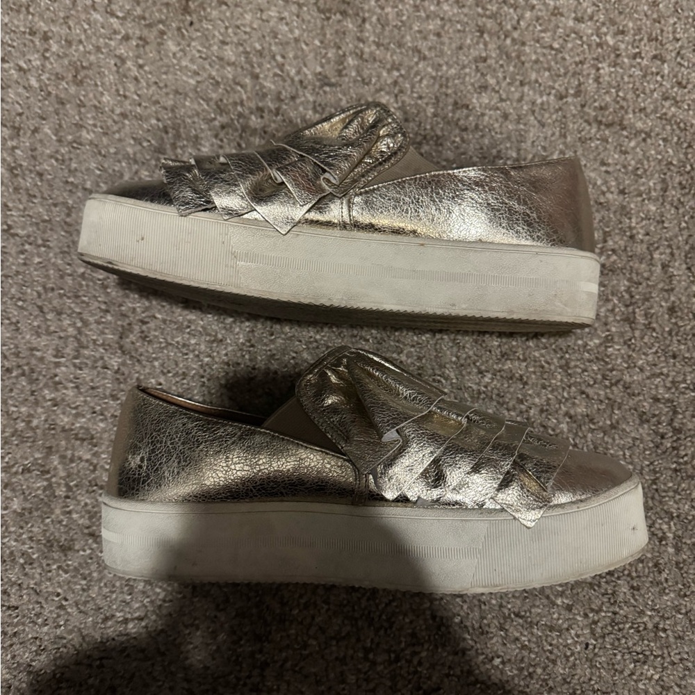 BP Gold Ruffle Slip-On Shoes - Picture 2 of 3